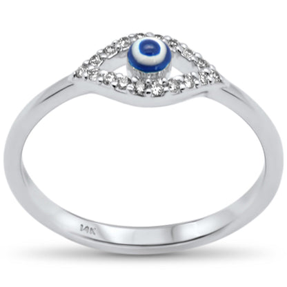 Muse Jewelry .08ct G SI 14K White Gold Diamond Evil eye Ring Band Size 6.5