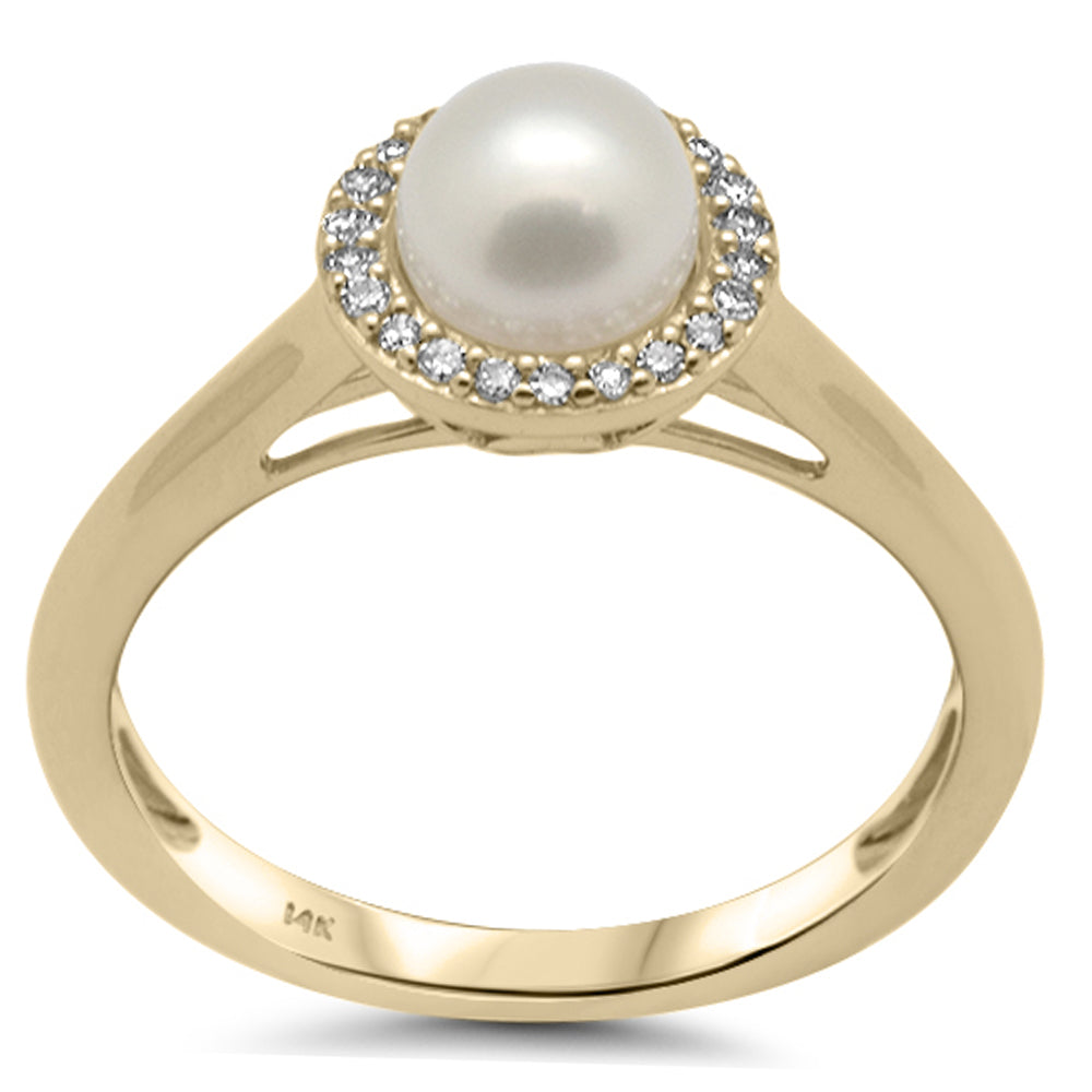 Muse Jewelry .10ct G SI 14K Yellow Gold Diamond Pearl & Diamond Ring Band