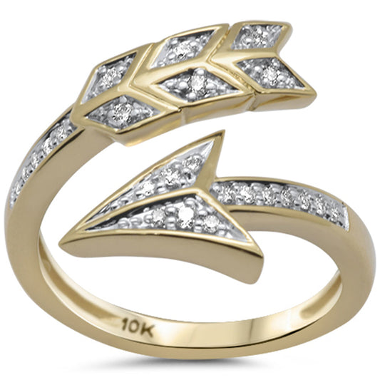 Muse Jewelry .16ct G SI 10K Yellow Gold Diamond Arrows Style Wrap Around Ring Band Size 6.5