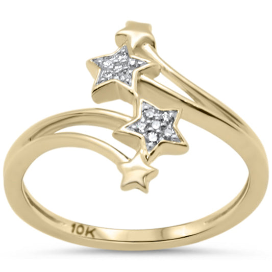 Muse Jewelry .05ct G SI 10K Yellow Gold Diamond Stars Ring Size 6.5