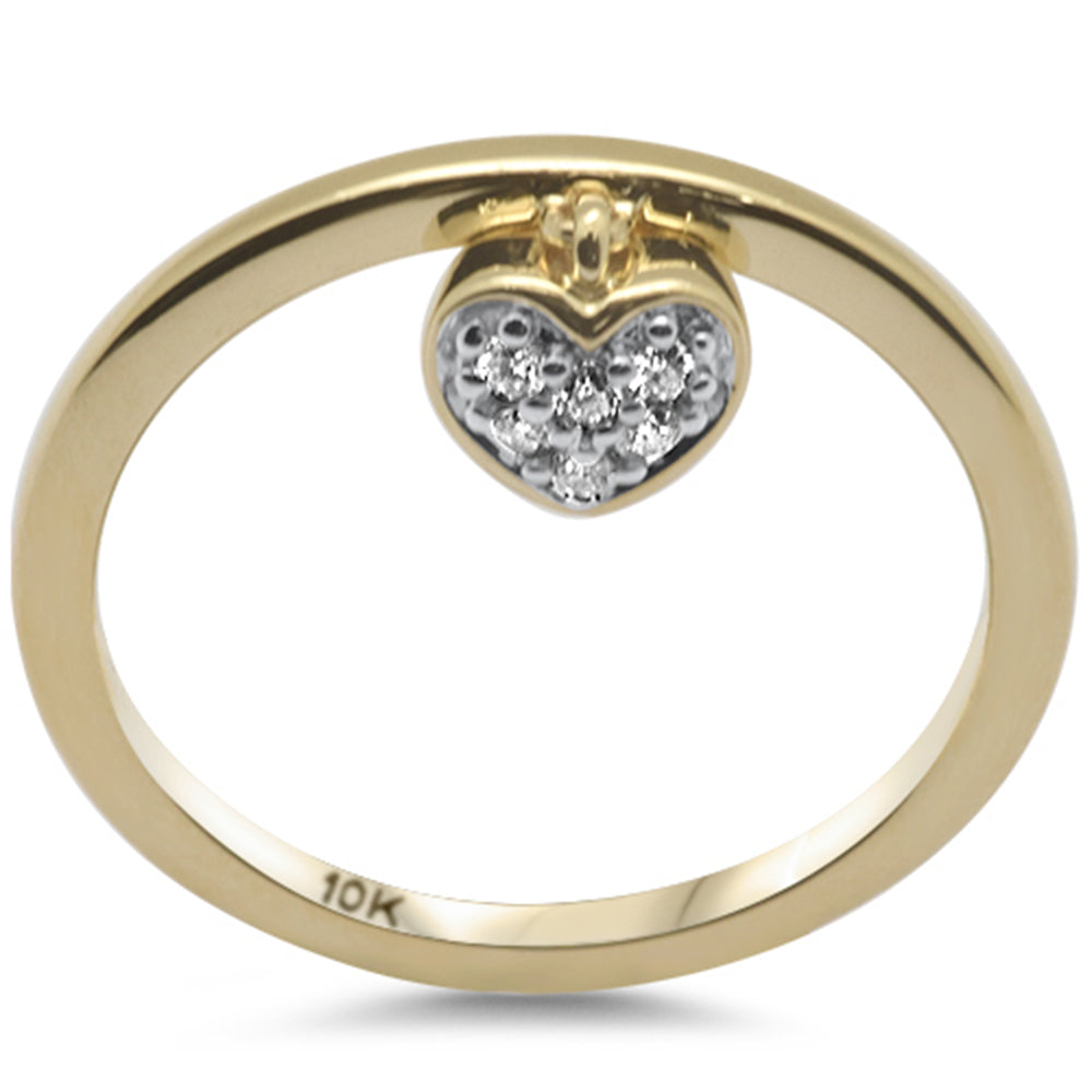 Muse Jewelry .06ct G SI 10K Yellow Gold Diamond Heart Shaped Dangle Ring Band Size 6.5