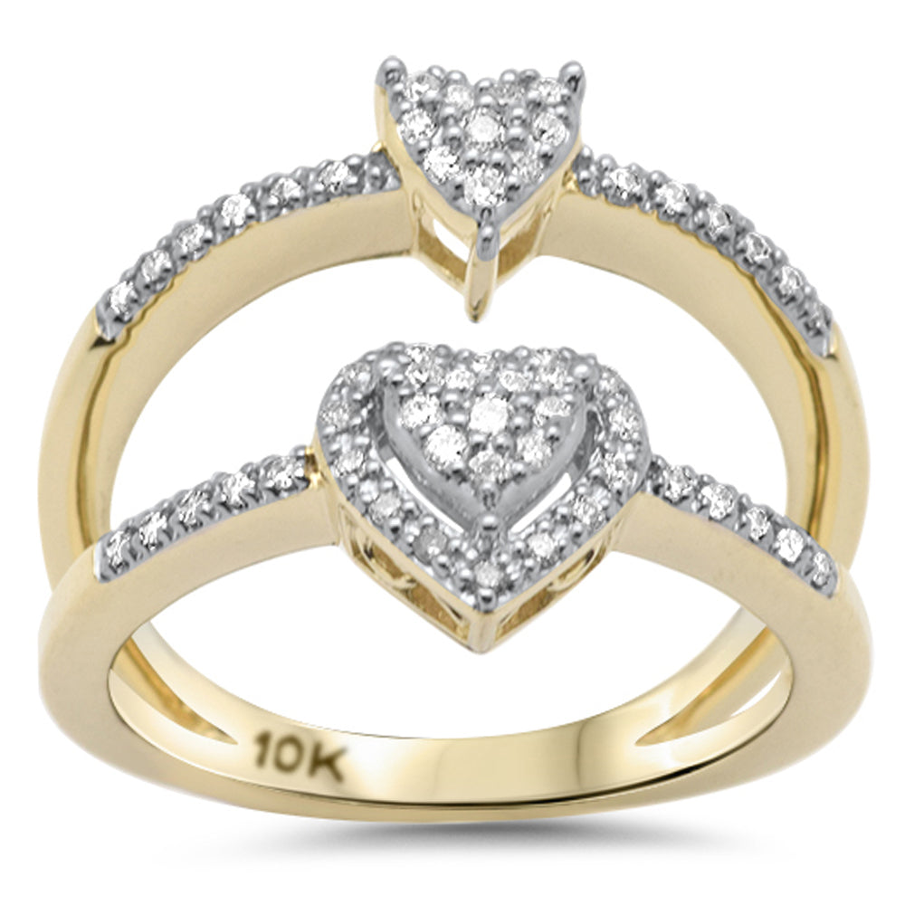 Muse Jewelry .24ct G SI 10K Yellow Gold Diamond Two Hearts Style Ring Band Size 6.5