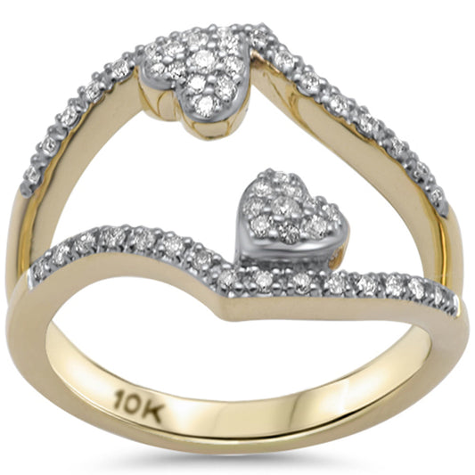 Muse Jewelry .27ct G SI 10K Yellow Gold Diamond Two Hearts Style Ring Band Size 6.5