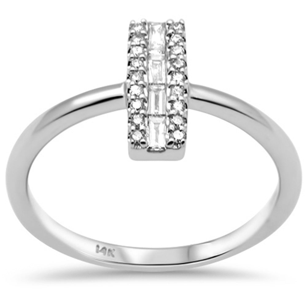 Muse Jewelry .17ct G SI 14K White Gold Diamond Round & Baguette Ring Band Size 6.5