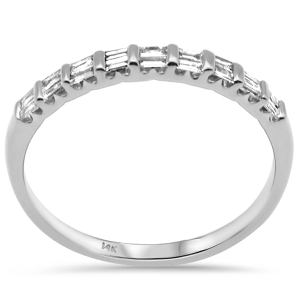 Muse Jewelry .19ct G SI 14K White Gold Diamond Baguette Stones Ring Band Size 6.5