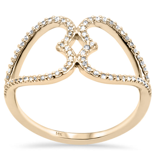 Muse Jewelry .22ct G SI 14K Yellow Gold Diamond Two Hearts Style Ring Band Size 6.5