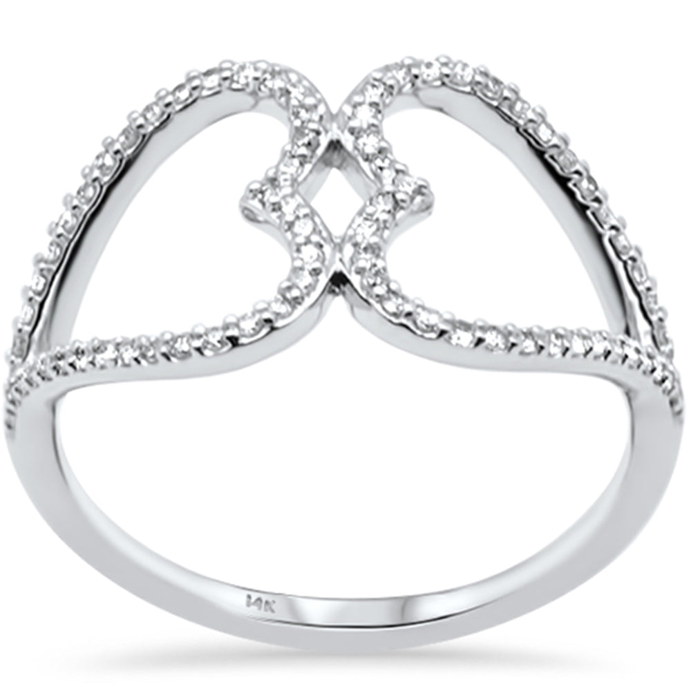 Muse Jewelry .19ct G SI 14K White Gold Diamond Two Hearts Style Ring Band Size 6.5