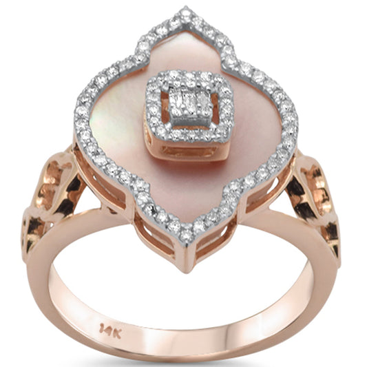 Muse Jewelry 3.82ct G SI 14K Rose Gold Diamond Pink Mother of Pearl Ring