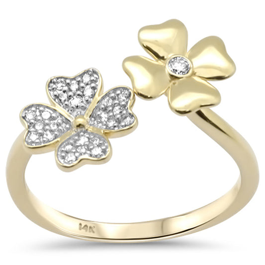 Muse Jewelry .14ct G SI 14K Yellow Gold Diamond Flowers Band Ring Size 6.5