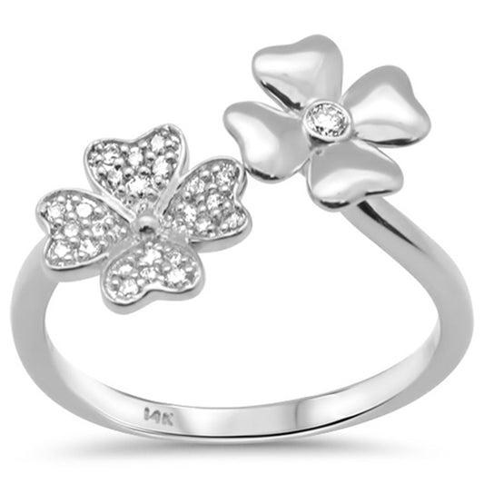 Muse Jewelry .14ct G SI 14K White Gold Diamond Flowers Band Ring Size 6.5