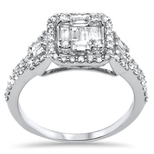 Muse Jewelry .81ct G SI 14K White Gold Diamond Round & Baguette Engagement Ring Size 6.5