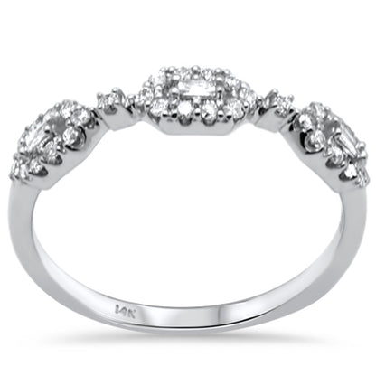 Muse Jewelry .27ct G SI 14K White Gold Round & Baguette Diamond Band Ring Band Size 6.5