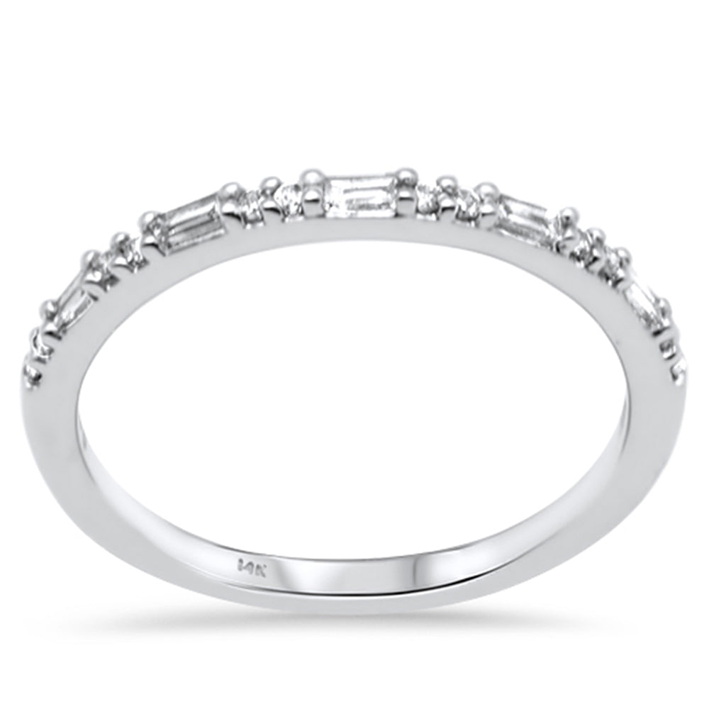 Muse Jewelry .17ct G SI 14K White Gold Round & Baguette Diamonds Ring Band Size 6.5