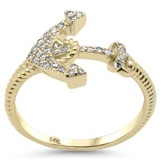 Muse Jewelry .15ct G SI 14K Yellow Gold Diamond Anchor Band Ring Size 6.5