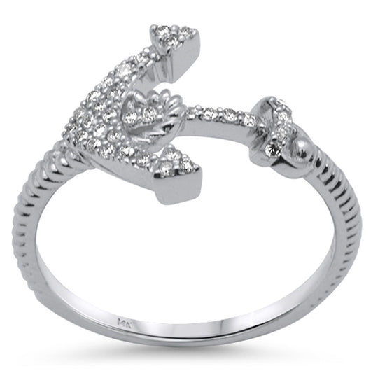 Muse Jewelry .15ct G SI 14K White Gold Diamond Anchor Band Ring Size 6.5