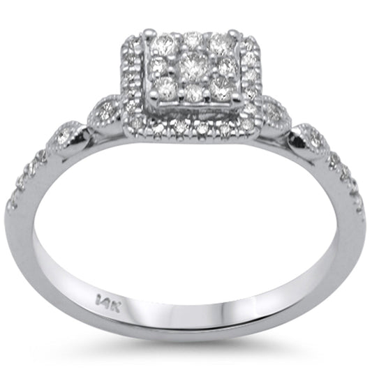 Muse Jewelry .32ct G SI 14K White Gold Diamond Square Shaped Engagement Ring Size 7