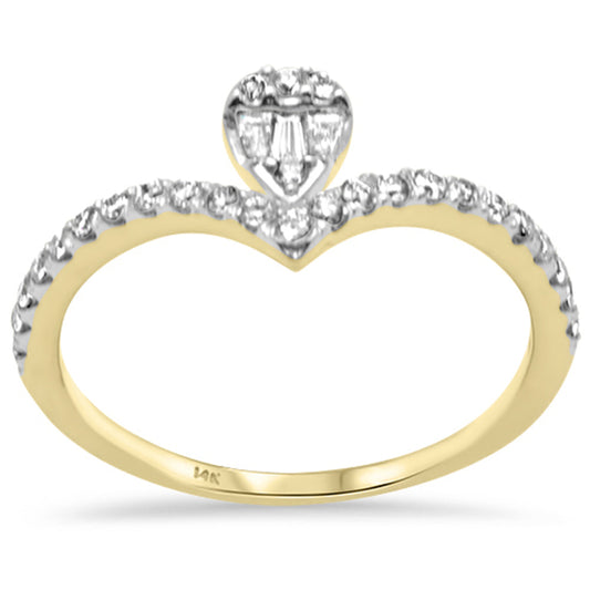 Muse Jewelry .34ct G SI 14K Yellow Gold Round & Baguette Diamond Pear Shaped Ring Band Size 6.5