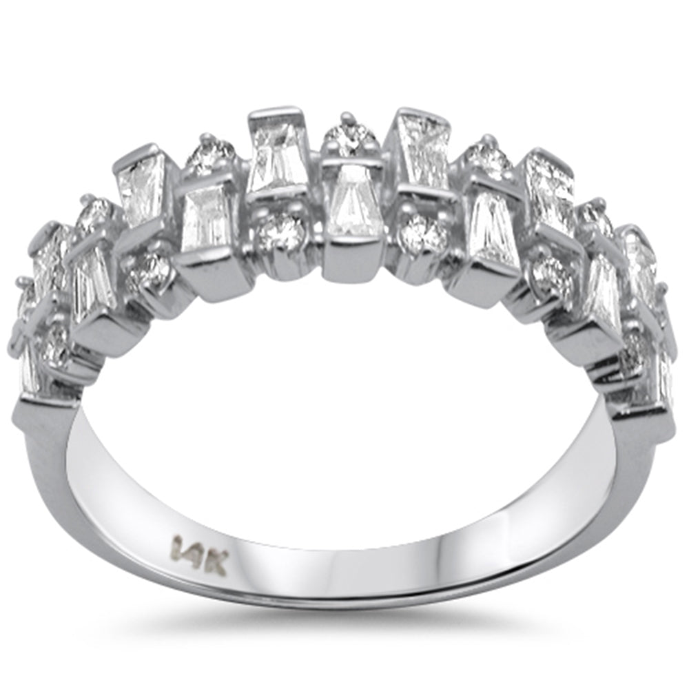 Muse Jewelry .75ct G SI 14K White Gold Round & Baguette Diamond Ring Band Size 6.5