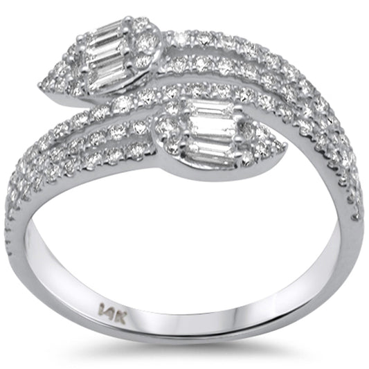 Muse Jewelry .77ct G SI 14K White Gold Round & Baguette Diamond Wrap Around Ring Band Size 6.5