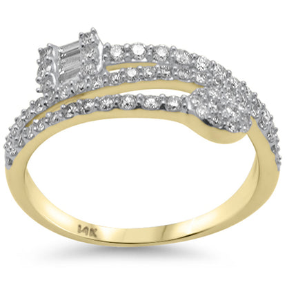 Muse Jewelry .48ct G SI 14K Yellow Gold Round & Baguette Diamond Wrap Around Ring Band Size 6.5