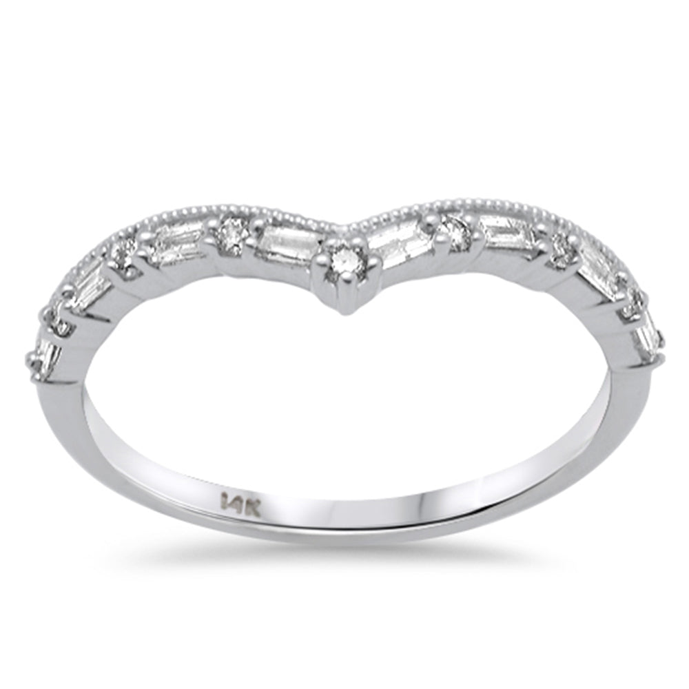 Muse Jewelry .22ct G SI 14K White Gold Round & Baguette Diamond Stackable Band Ring Size 6.5