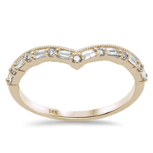 Muse Jewelry .22ct G SI 14K Yellow Gold Round & Baguette Diamond Stackable Band Ring Size 6.5