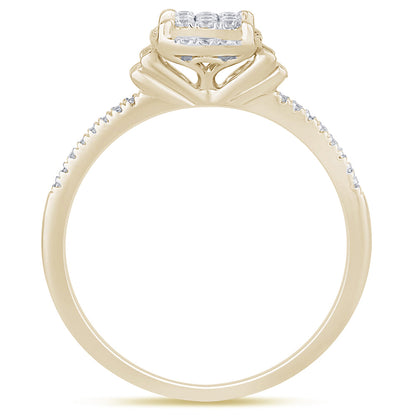 Muse Jewelry .21ct G SI 14K Yellow Gold Round & Baguette Diamond Engagement Ring Size 6.5