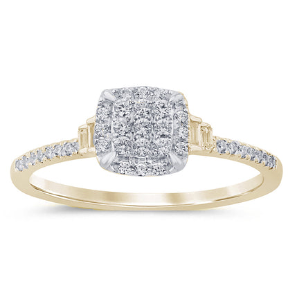 Muse Jewelry .21ct G SI 14K Yellow Gold Round & Baguette Diamond Engagement Ring Size 6.5