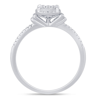 Muse Jewelry .22ct G SI 14K White Gold Round & Baguette Diamond Engagement Ring Size 6.5