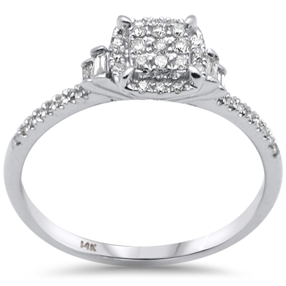 Muse Jewelry .22ct G SI 14K White Gold Round & Baguette Diamond Engagement Ring Size 6.5