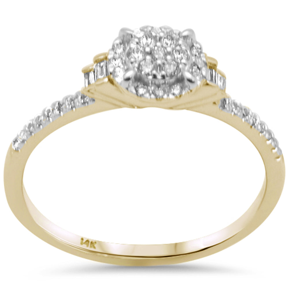 Muse Jewelry .22ct G SI 14K Yellow Gold Round & Baguette Diamond Engagement Ring Size 6.5