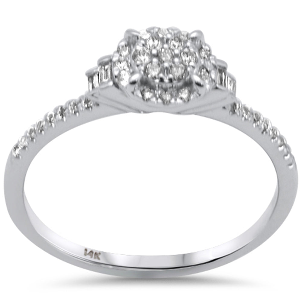 Muse Jewelry .21ct G SI 14K White Gold Round & Baguette Diamond Engagement Ring Size 6.5