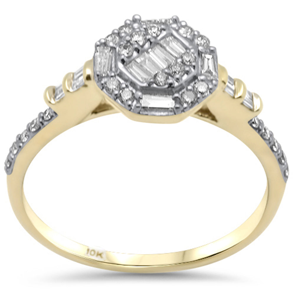 Muse Jewelry .37ct G SI 10K Yellow Gold Round & Baguette Diamond Engagement Ring Size 6.5