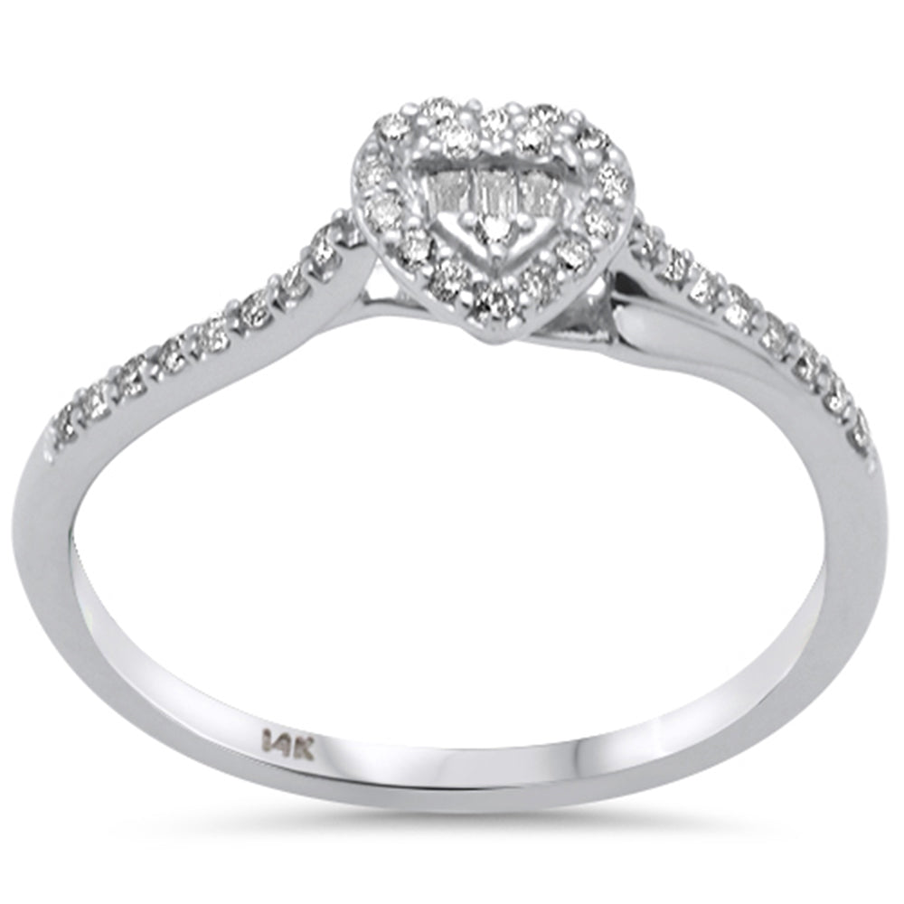 Muse Jewelry .18ct G SI 14K White Gold Round & Baguette Diamond Engagement Ring Size 6.5