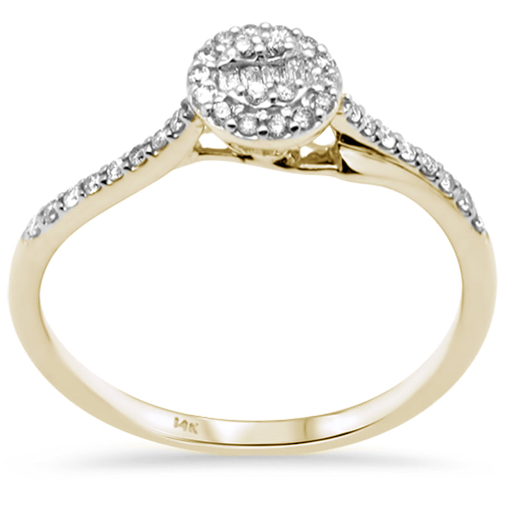 Muse Jewelry .17ct G SI 14K Yellow Gold Round & Baguette Diamond Engagement Ring Size 6.5