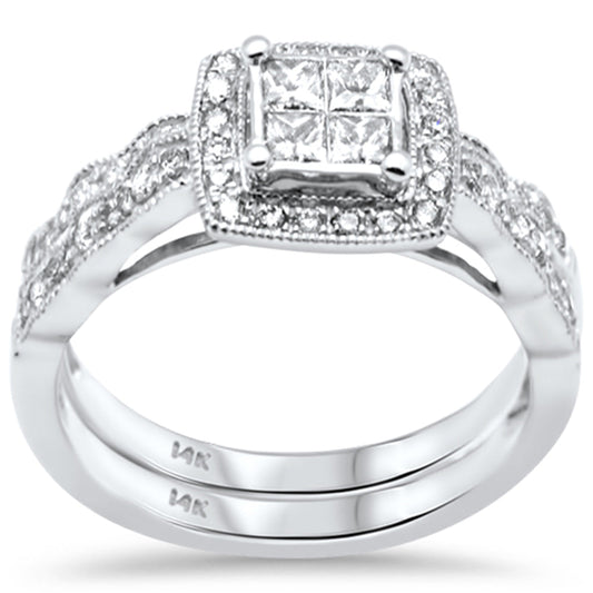 Muse Jewelry .74ct G SI 14K White Gold Diamond Milligrain Wedding Ring Set Size 6.5