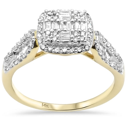 Muse Jewelry .53ct G SI 14K Yellow Gold Round & Baguette Diamond Engagement Ring Size 6.5