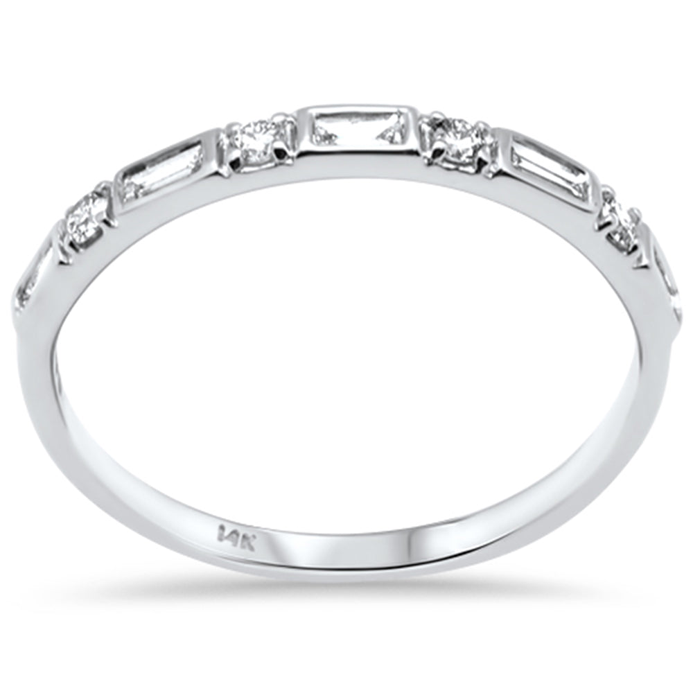 Muse Jewelry .25ct G SI 14K White Gold Round & Baguette Diamond Band Ring Size 6.5