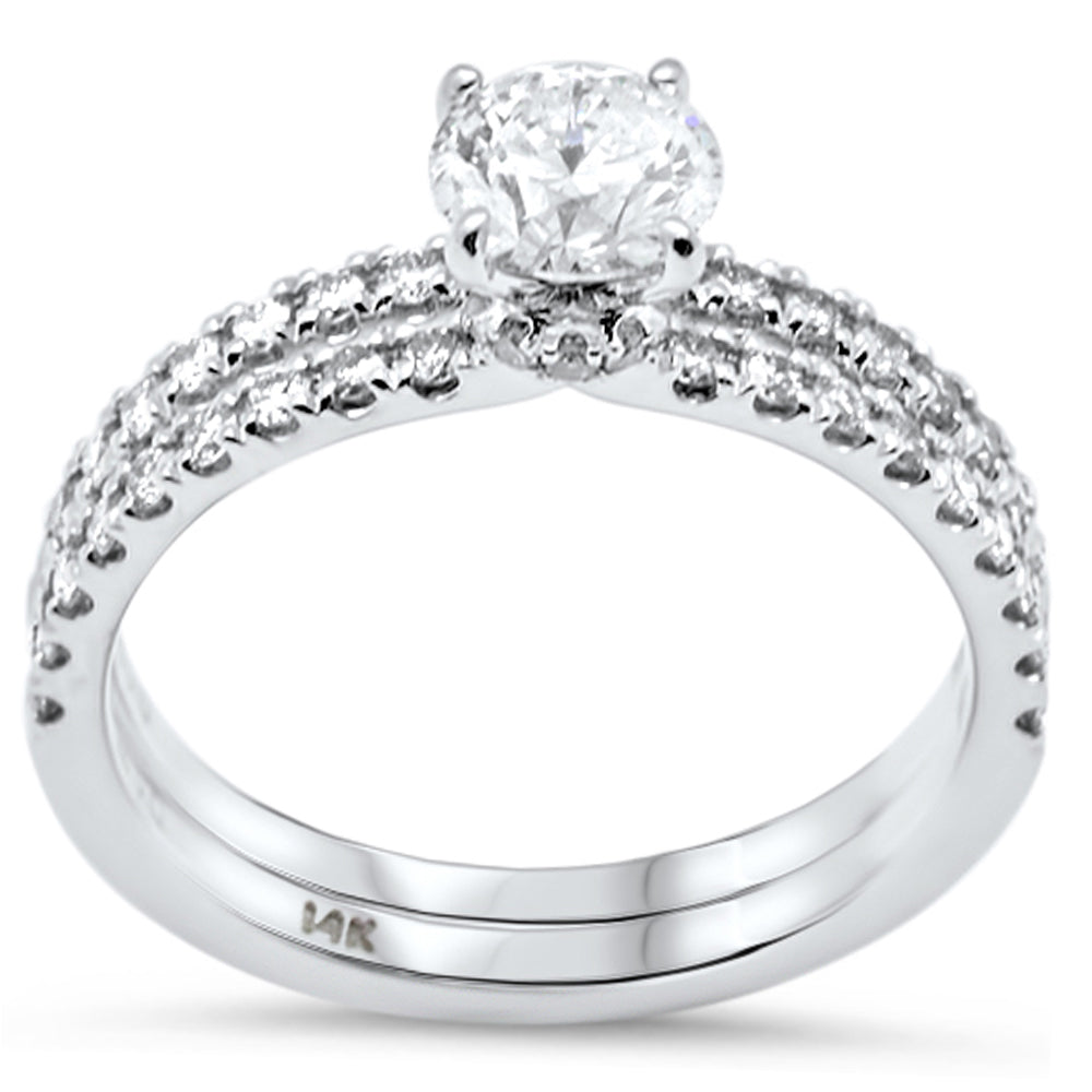 Muse Jewelry 1.21ct G SI 14K White Gold Diamond 2 Piece Bridal Engagement Ring Set Size 6.5