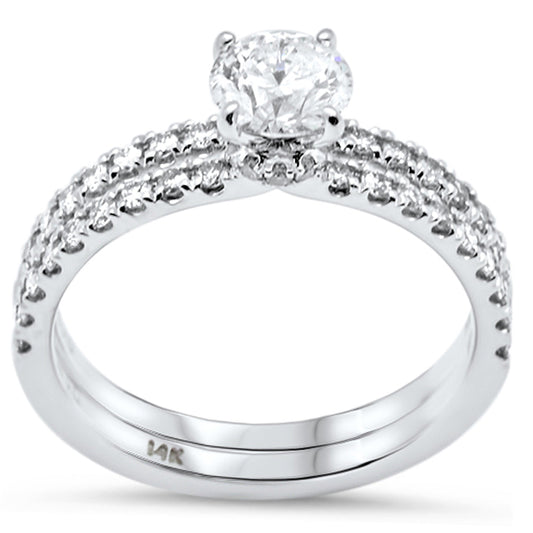 Muse Jewelry 1.21ct G SI 14K White Gold Diamond 2 Piece Bridal Engagement Ring Set Size 6.5