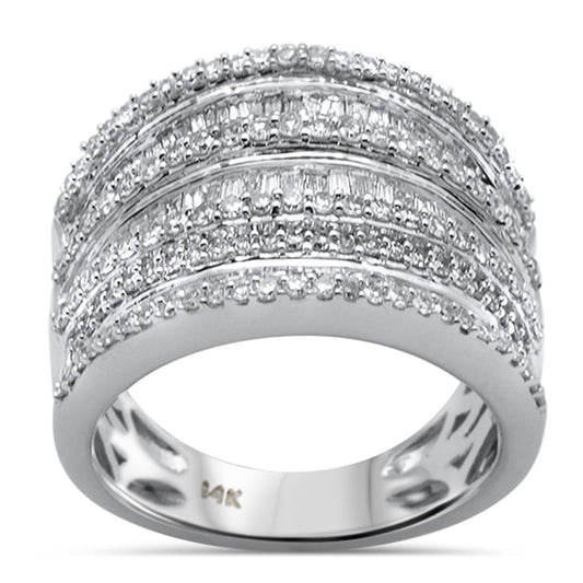 Muse Jewelry 1.24ct G SI 14K White Gold Diamond Round & Baguette Band Ring Size 6.5