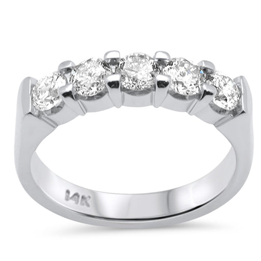Muse Jewelry 1.04ct G SI 14K White Gold Diamond 5 Stones Band Ring Size 6.5