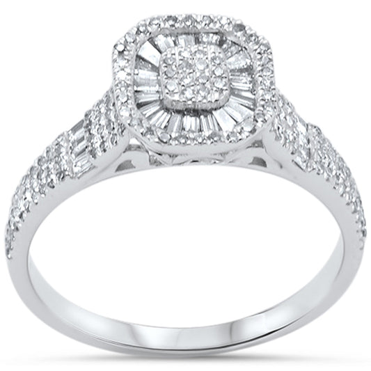 Muse Jewelry .48ct G SI 14K White Gold Diamond Round & Baguette Engagement Ring Size 6.5