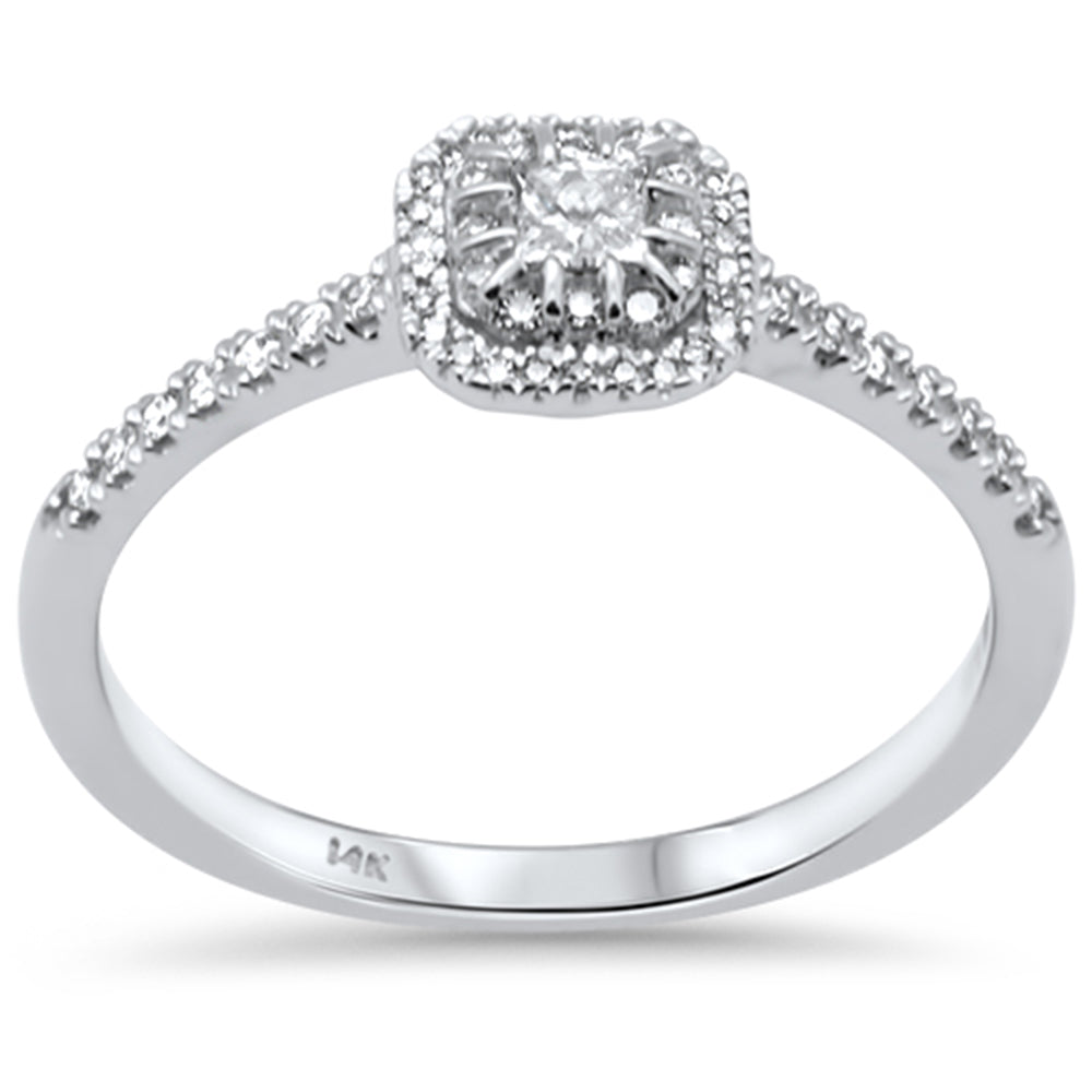 Muse Jewelry .25ct G SI 14K White Gold Diamond Princess Cut & Round Diamond Engagement Ring Size 6.5