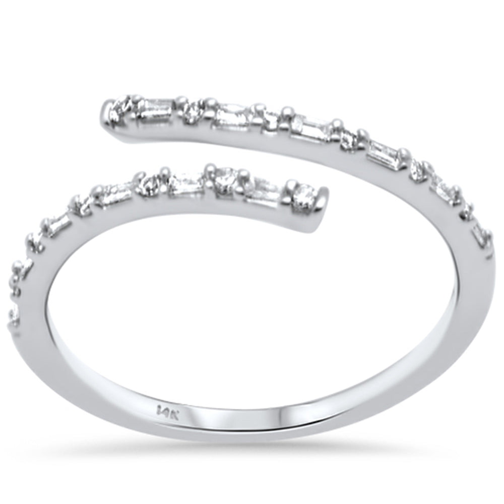 Muse Jewelry .18ct G SI 14K White Gold Diamond Round & Baguette Wrap Around Ring Size 6.5