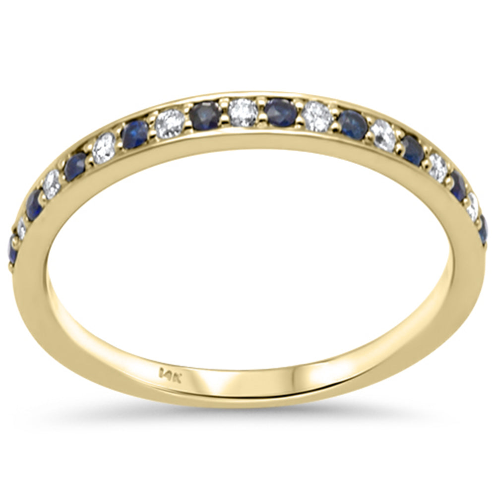 Muse Jewelry .10ct, .15ct G SI 14K Yellow Gold Diamond Blue Sapphire Gemstone Band Ring Size 6.5