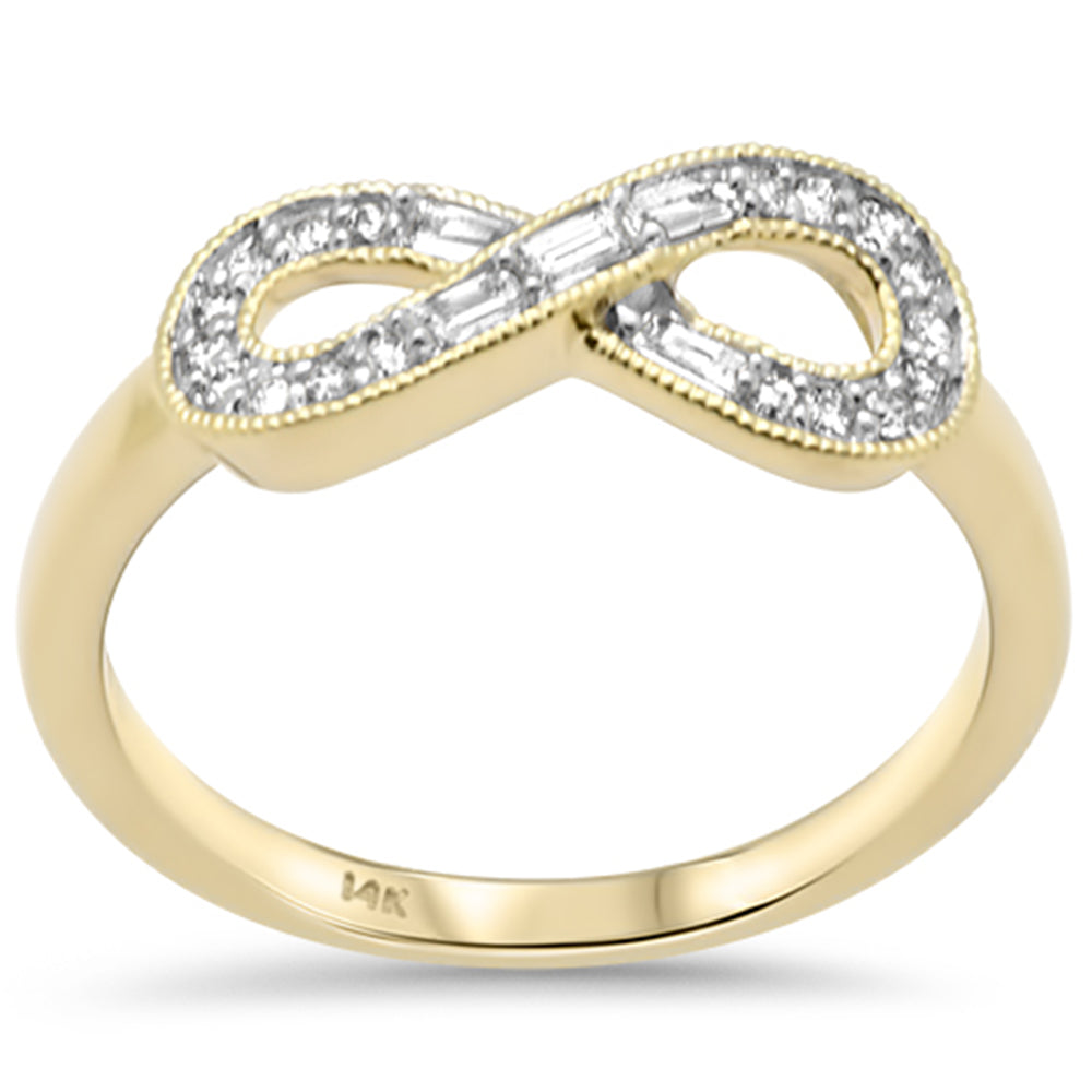 Muse Jewelry .21ct G SI 14K Yellow Gold Diamond Round & Baguette Infinity Ring Size 6.5