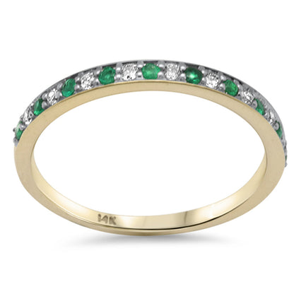 Muse Jewelry .21ct G SI 14K Yellow Gold Diamond Emerald Gemstone Band Ring Size 6.5