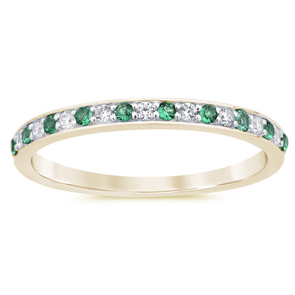 Muse Jewelry .21ct G SI 14K Yellow Gold Diamond Emerald Gemstone Band Ring Size 6.5