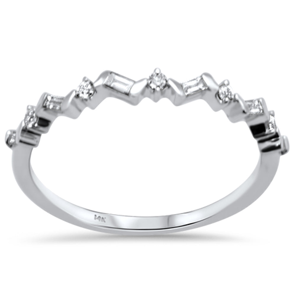 Muse Jewelry .16ct G SI 14K White Gold Diamond Round & Baguette Band Ring Size 6.5
